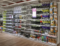 Scaffale negozio murale per blister  L 101, H 200 , Prof. 50 CM, base + 1 ripiano 20 ganci - 2