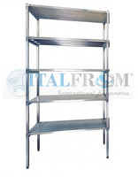 MODULO INIZIALE - Scaffalatura in acciaio INOX , H 250 cm , L 120 cm , PROF. 50 cm , con 5 ripiani