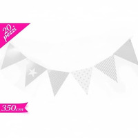 FESTONE 20 BANDIERINE PARTY GRIGIO 350 CM