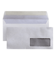 CONF. 25 BUSTE BIANCHE 11X23 CON STRIP CON FINESTRA BIANCO - 90 gr