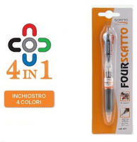 PENNA A SFERA 4 COLORI IN BLISTER SINGOLO