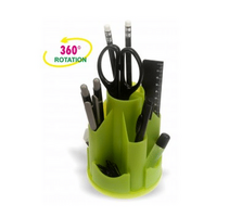 PORTAOGGETTI DA SCRIVANIA GIREVOLE + CANCELLERIA COLORE VERDE