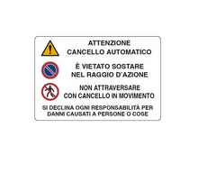 TARGA 'ATTENZIONE CANCELLO AUTOMATICO' PVC MIS. 30X20