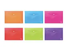 BUSTE PORTADOCUMENTI FLUO CON BOTTONE PPL MISURA LETTERA CM 11X22 CONF. 6 PEZZI