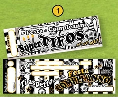 CONF. 20 BIGLIETTI INVITI COMPLEANNO JUVENTUS BIANCONERO