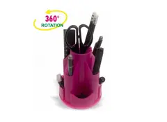 PORTAOGGETTI DA SCRIVANIA GIREVOLE + CANCELLERIA COLORE ROSA