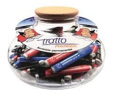 TRATTO MARKER PUNTA TONDA IN BOCCIA DI VETRO DA 100 PEZZI COLORI MISTI