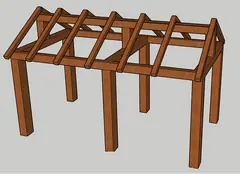 Gazebo da Giardino in Legno Lamellare - mt 5 x 3 x 2 h con Supporti a Tassellare - 3