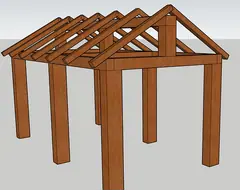 Gazebo da Giardino in Legno Lamellare - mt 5 x 4 x 2 h con Supporti a Tassellare - 3