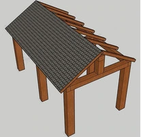 Gazebo da Giardino con Copertura in Legno Lamellare - mt 6 x 4 x 2 h con Supporti a Tassellare - 2