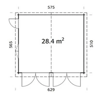 Garage in Legno d' Abete Nordico(44mm) - cm 595x530 cm - ITALFROM36 - 2