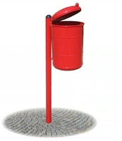 CESTINO PORTARIFIUTI ZINCATO CON TETTUCCIO COLORE ROSSO