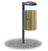 CESTINO PORTARIFIUTI RIVESTITO IN LEGNO DI PINO CON TETTUCCIO