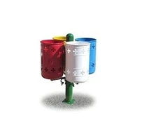 QUATTRO CESTINI RACCOLTA DIFFRENZIATA IN ACCIAIO ZINCATO E VERNICIATO