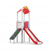 Torretta Con Scivolo Gioco Per Parchi Completo Di Arrampicata Con Corda, Pannello Balcone In Metallo - 2