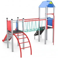 Castello A Doppia Torre Con Scivolo, Gioco Per Parchi Completo Di Arrampicata E Scala A Pioli Curva - 2