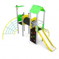 Castello A Doppia Torre Con Scivolo, Gioco Per Parchi Completo Di Arrampicate In Corda, Barre Scivol - 2