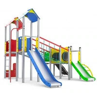 Castello Gioco Multiproposta Per Parchi A Quattro Torri Gioco Con Scivoli A Diverse Altezze - 2