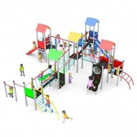 Castello Gioco Multi Proposta Per Parchi A Sei Torri Gioco Con Scivoli, Parete Di Arrampicata,Tunnel - 2