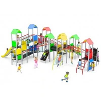 Castello Gioco Multiproposta Per Parchi Completo Di Scivoli Con Pista In Acciaio Inox E Fianchi In P