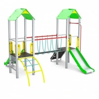 Castello Completo Di Due Scivoli Con Pista In Acciaio Inox E Fianchi In Polietilene - 2