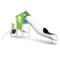 Castello Con Struttura In Tubolare Di Acciaio INOX Scivolo A “Tubo” Con Pista In Acciaio Inox “Dritt