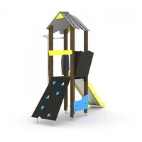 Torretta Gioco Da Esterno Con Scivolo Pertica Rampa Di Arrampicata E Balconcino Per Attività Motorie - 2