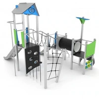 Castello Tre Torri Completo Di Scivolo Con Pista In Acciaio Inox Con Tunnel