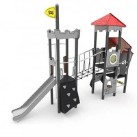 Gioco Torre Castello Con Scivolo E Pedana Di Risalita Con Pareti D'Arrampicata - 2