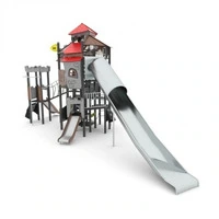 Gioco Torre Castello Con 2 Scivoli Di Misure Diverse Un Ponte Tibetano Ed Una Parete D'Arrampicata - 2