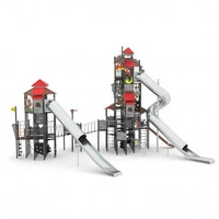 Gioco Castello A 2 Torri E Vari Giochi Come Scivolo Arrampicate Ponte Tibetano - 2