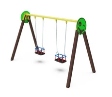 Altalena Doppia Per Bambini F2  - Ancoraggio A Terreno o A Pavimento - In Plastica Riciclata