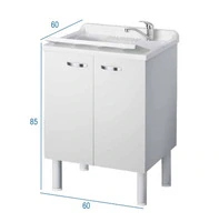 Mobile Lavanderia Due Ante Con Vaschetta e Asse di Lavaggio In Resina Colore Bianco 50x60x85 cm - 2