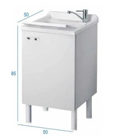 Mobile Lavanderia Una Anta Con Vaschetta e Asse di Lavaggio In Resina Colore Bianco 45x50x85 cm - 2