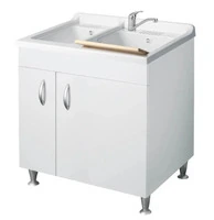 Mobile Lavatoio A Due Ante Con Bivasca in Termoformatura 60x75x85cm Colore Bianco