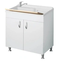 Mobile Lavatoio A Due Ante Con Vasca in Termoformatura 50x80x85cm Colore Bianco