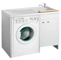 Mobile Lavanderia Coprilavatrice a destra ad Una Anta 60X89X109 cm Colore Bianco - 2