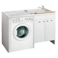 Mobile Lavanderia Coprilavatrice a sinistra ad Due Anta 60X89X124 cm Colore Bianco - 2