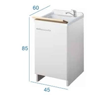 Mobile Lavanderia Con Vaschetta Integrata Colore Bianco 45x60xh85cm - 2