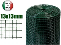 25mt-Rotolo Rete Metallica-Mini Zincata Plastificata - Maglia:mm13X13 -Filo:mm1,3 -H 100 cm