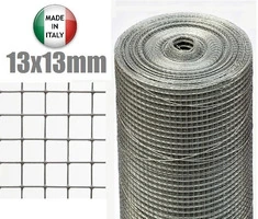 25mt-ROTOLO RETE METALLICA-MINI ZINCATA - MAGLIA:mm13X13 -FILO:mm1,0 - H 50 cm