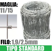 50mt- Rotolo Rete Metallica Pastorale Zincata-Tipo  Standard-a Maglia Annodata- H 140 cm