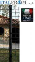 Palo Tubolare Quadro Verde 50X50 mm -  Altezza Palo 230 cm - Completo di 3 Piastrine per Fissaggio - 5