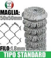 25mt-ROTOLO RETE METALLICA ZINCATA 'MAGLIA SCIOLTA'- TIPO STANDARD - H 125 cm