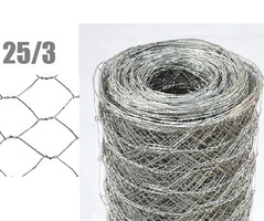 50mt-ROTOLO RETE METALLICA ZINCATA TRIPLA TORSIONE- MAGLIA:mm 25/3 -DIAMETRO FILO:mm 0,8 - H 150 cm