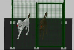 .Recinto-Box Modulare per Cani in Ferro Zincato e Verniciato Verde-con Pali a Tassellare - cm 200x200x172h - 3