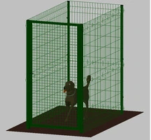 Recinto-Box Modulare per Cani in Ferro Zincato e Verniciato Verde-con Pali a Interrare - cm 200x100x172h