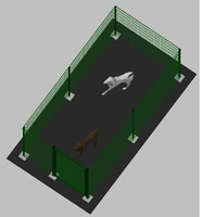 .Recinto-Box Modulare per Cani in Ferro Zincato e Verniciato Verde-con Pali a Tassellare - cm 200x400x192h - 2