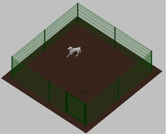 .Recinto-Box Modulare per Cani in Ferro Zincato e Verniciato Verde-con Pali a Interrare - cm 400x400x102h - 2