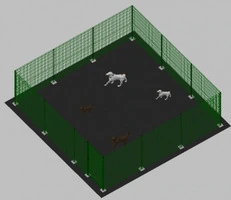 .Recinto-Box Modulare per Cani in Ferro Zincato e Verniciato Verde-con Pali a Tassellare - cm 600x600x172h - 2